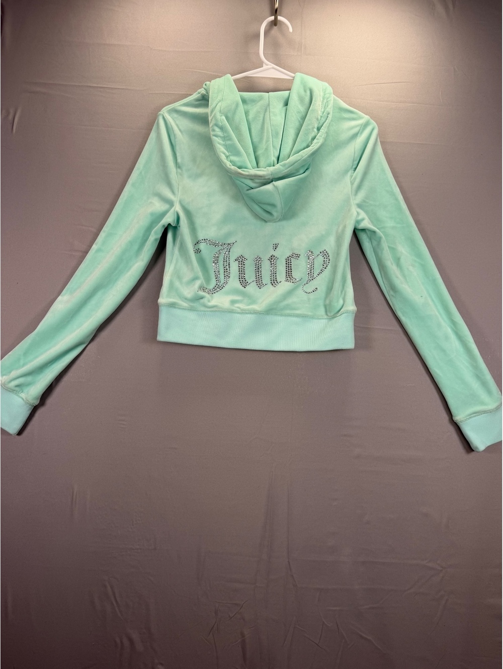 Juicy Couture Tint of Mint Velour Zip-Up Hoodie Size S